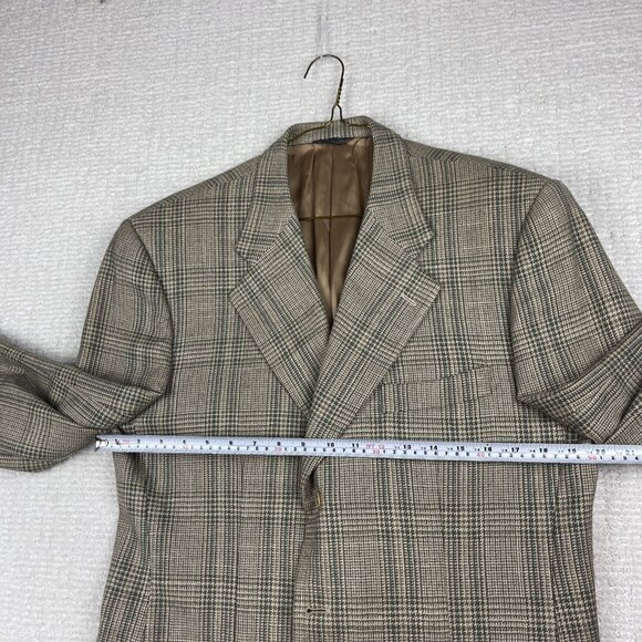 Alberto Cardinali Italy Made Wool Golden Brown Plaid Blazer Sport Coat Sz 50 - Picture 7 of 16